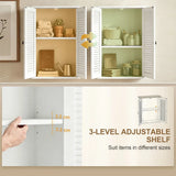 HOMCOM Wall Mounted Bathroom Cabinet with Louvred Doors and Adjustable Shelf – Storage Cupboard, White
