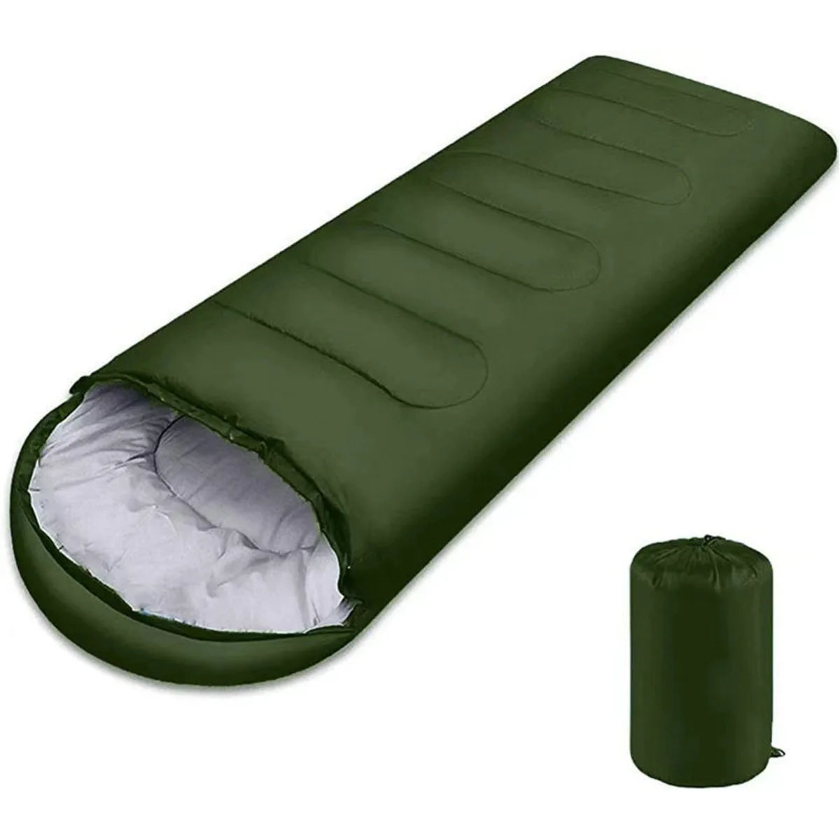 3-4 Season Single Sleeping Bag with Hood & Carry Bag – Rectangular Envelope Zip-Up Camping Bag for Adults & Kids