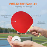 SPORTNOW Portable Table Tennis Set with 4 Bats, 8 3-Star Balls & Padded Carry Case – Indoor & Outdoor Ping Pong