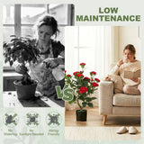 HOMCOM 65cm Artificial Camellia Flower Plant in Pot with 116 Lush Leaves & Moss Effect, Red