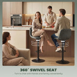 HOMCOM Set of 2 Swivel Bar Stools with Footrest – Adjustable Height Kitchen Island Stools, Green