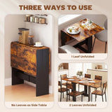 HOMCOM Folding Drop Leaf Dining Table for 4-6 People – Space-Saving Kitchen Table and Writing Desk, Rustic Brown