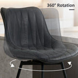 HOMCOM Set of 2 PU Leather Swivel Bar Stools with Channel Stitching – Kitchen Breakfast Bar, Black
