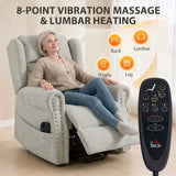 HOMCOM Riser Recliner Chair with Massage and Heat – Chenille Electric Power Lift Armchair, Light Grey