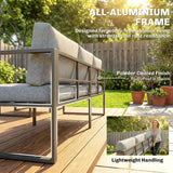 Outsunny 4 Piece Garden Furniture Set with 3-Seater Sofa, 2 Armchairs & Glass Coffee Table – Aluminium Patio Lounge