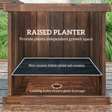 Outsunny Wooden Planter & Bench Combination with Raised Beds, Carbonised Finish – Patio Seating, 176cm