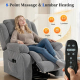HOMCOM Electric Lift Recliner Chair with Vibration Massage, Heat and USB Port – Wide Seat, Light Grey
