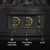 HOMCOM 2000W Electric Fireplace Stove with Realistic LED Flame – Freestanding Log Burner Heater, Black