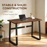 HOMCOM Industrial Writing Desk with Metal Legs – Home Office Computer Table, Rustic Brown and Black