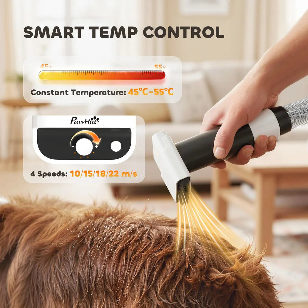 PawHut 5-in-1 Dog Grooming Kit with Vacuum, Dryer and Clipper – 1.8L Canister, 4 Adjustable Blow Temperatures