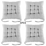 4 Pack Tie-On Chair Seat Pads, 38 x 38cm – Cotton Cover Cushions for Dining & Kitchen Chairs, Grey or Dark Blue