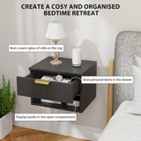 HOMCOM Floating Nightstands Set of 2 with Soft-Close Drawer – Modern Wall Mounted Bedside Tables, Black