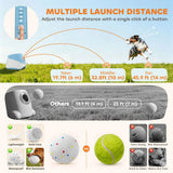 PawHut Automatic Dog Ball Launcher with 5 ETPU Balls, 6/10/14m Settings – Rechargeable Fetch Toy, Blue