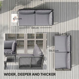 Outsunny Three-Piece L-Shaped Rattan Garden Sofa Set with Wood-Top Coffee Table and Thick Cushions – Grey