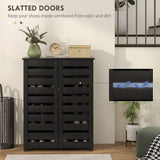 HOMCOM 5-Tier Narrow Shoe Cabinet with Slatted Doors and Adjustable Shelves – Holds 15 Pairs, Black