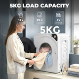 HOMCOM 5kg Vented Tumble Dryer, 1000W Compact Stackable Dryer with 5 Drying Modes and Stainless Steel Tub, White