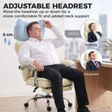 HOMCOM Executive Big and Tall Office Chair, 180kg Capacity, Reclining PU Leather with Footrest, Beige