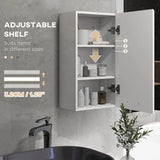 kleankin High Gloss Bathroom Wall Cabinet with Soft-Close Door and Adjustable Shelf – Storage, White
