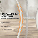 Outsunny 3 Piece Cast Aluminium Garden Bistro Set with 2 Chairs and Round Table with Parasol Hole, White