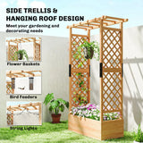 Outsunny Fir Wood Raised Garden Bed with Trellis Sides and Hanging Rail – 110 x 44 cm Planter