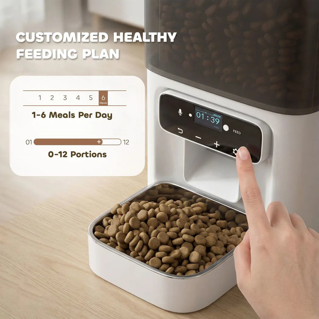 PawHut Programmable Automatic Cat Feeder with Timer, 4.5L Hopper, 6 Meals a Day & 10s Voice Recorder