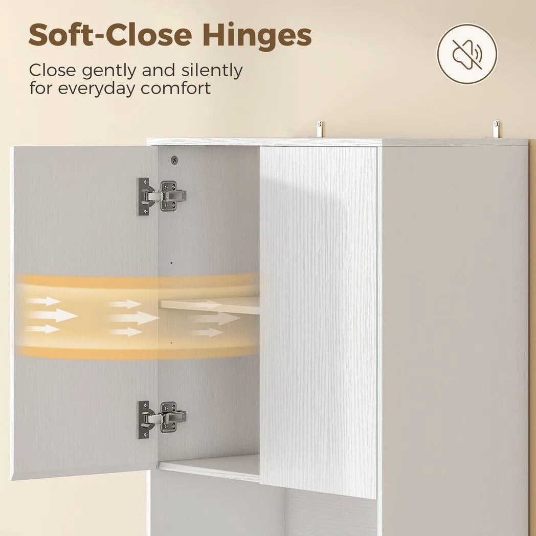 HOMCOM 170cm Kitchen Pantry Cabinet with Soft-Close Hinges and Adjustable Shelves – Freestanding, White Wood Effect