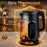 HOMCOM Kettle and Toaster Set with LED Touch Screen – Strix Kettle and 2-Slice Toaster, Black