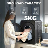 HOMCOM 5kg Vented Tumble Dryer with 5 Drying Modes – 1000W Compact Stackable Dryer, Stainless Steel Tub, Black