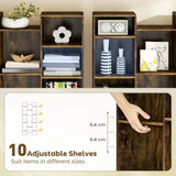 HOMCOM 21-Compartment Tall Bookshelf with 10 Adjustable Shelves and Anti-Tipping Hardware – Brown