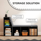 HOMCOM 2 Tier Modern Bookcase with Removable Cushions and 5 Compartments – Living Room Storage Shelf, Black