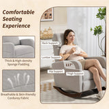 HOMCOM Corduroy Rocking Armchair with Thick Padding and Side Pockets – Relaxing Living Room Chair, Grey