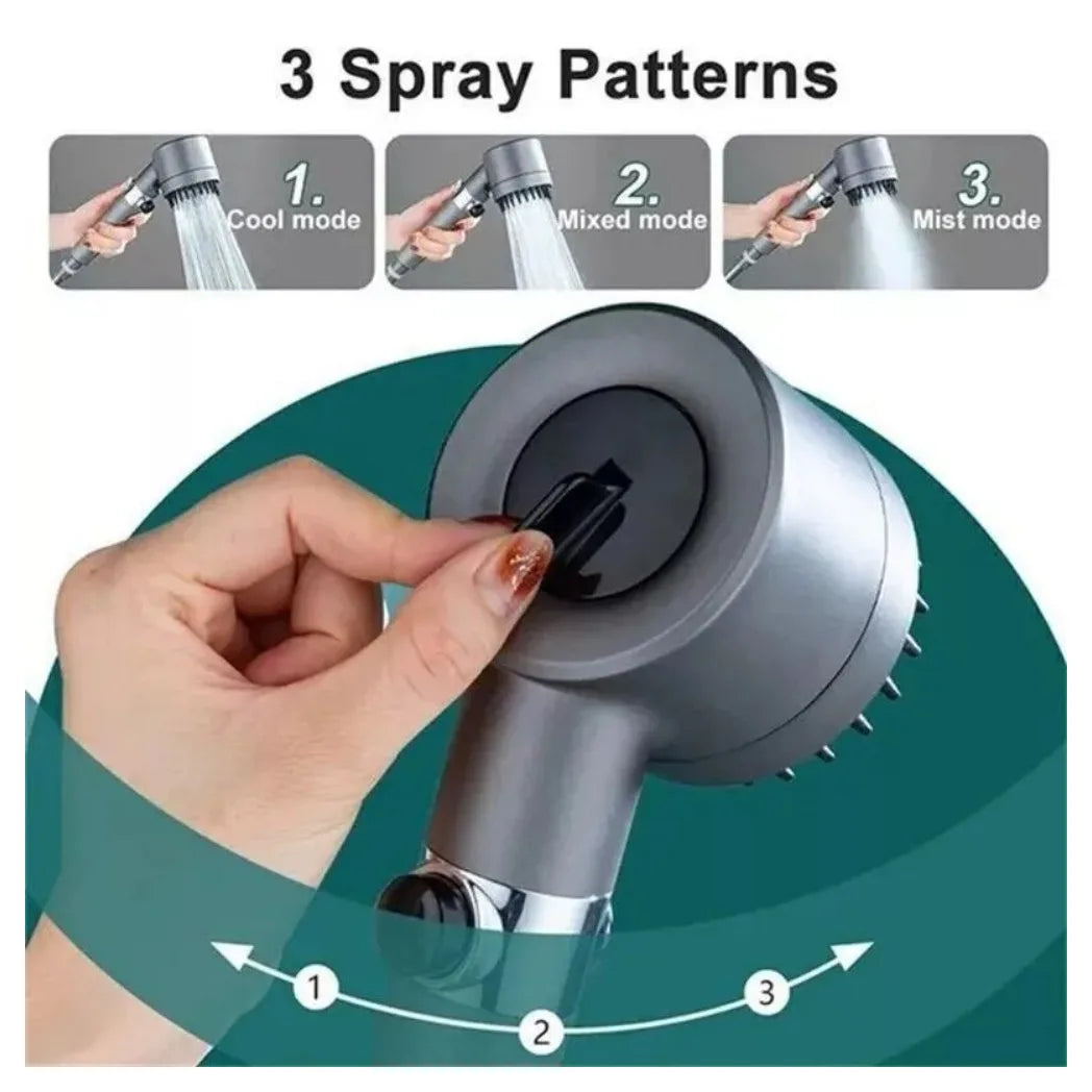 3-Mode High Pressure Handheld Shower Head with PP Filter & Pause Button – Water-Saving Massage Spray