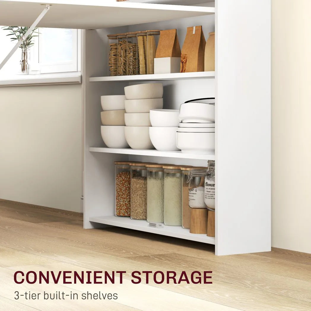 HOMCOM Folding Drop-Leaf Kitchen Table with Storage Shelves – Space-Saving Dining Table, White