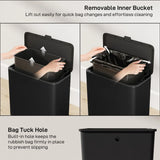 HOMCOM 8L Hanging Kitchen Bin with Lid and Removable Inner Bucket – Stainless Steel, Cabinet Door or Standing