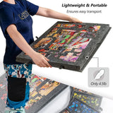 Tilting Jigsaw Puzzle Board with 6 Drawers and Dust Cover – Portable Felt Table for 1000 Pieces, Dark Grey