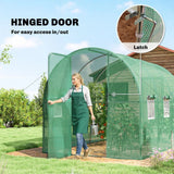 Outsunny 2 x 3m Walk-In Polytunnel Greenhouse with Hinged Door and 6 Roll-Up Windows – Garden Tunnel, Green