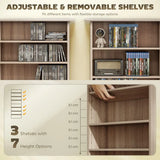 HOMCOM CD and DVD Storage Tower with 6 Adjustable Shelves, Holds 360 CDs – Natural Wood Finish