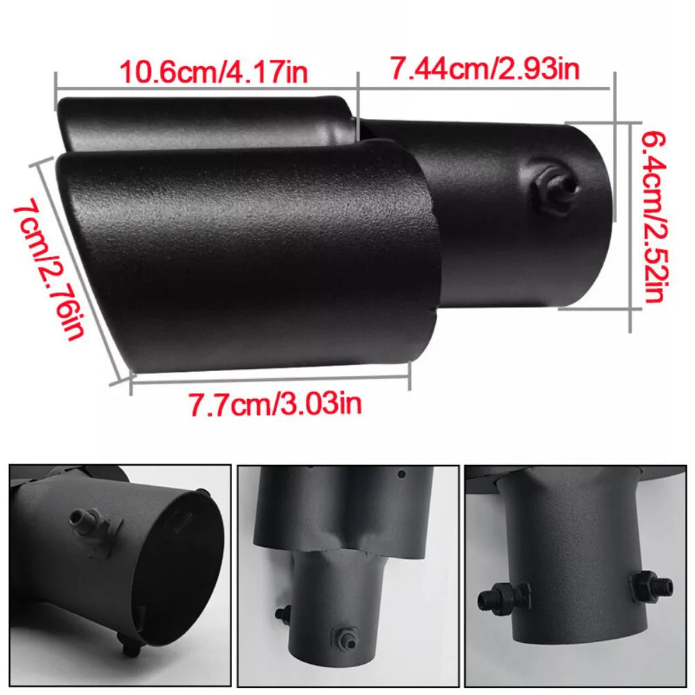 Dual Outlet Stainless Steel Exhaust Tip – Double Wall Straight Cut Tail Muffler Tip for 1.5–2.4 Inch Pipes