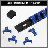 CASOMAN 6-Piece Socket Organiser Set for 1/4", 3/8" and 1/2" Drives – Wall-Mount ABS Socket Rails