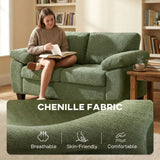 HOMCOM 2 Seater Sofa, 156cm Chenille Loveseat with Pocket Spring Cushions and Wide Padded Armrests, Dark Green