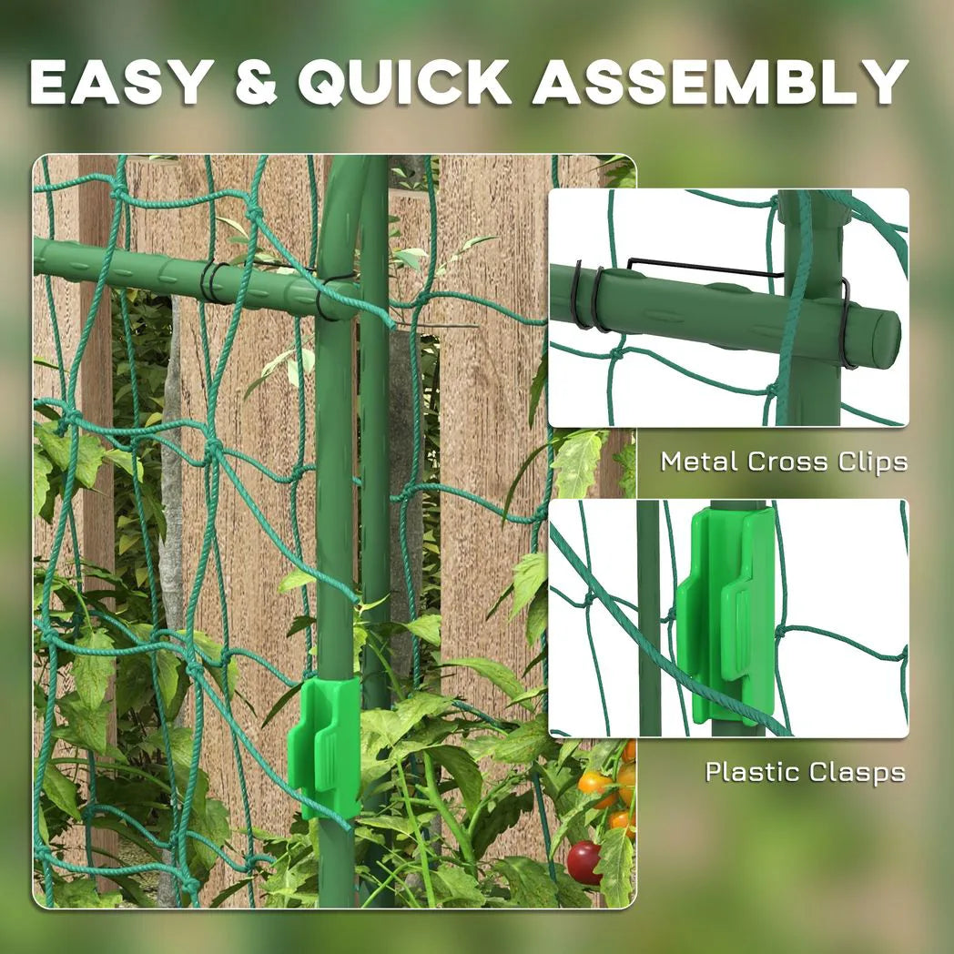 Outsunny 183 cm Metal Garden Arch Trellis with Climbing Net – Plant Support for Fruit and Vegetables
