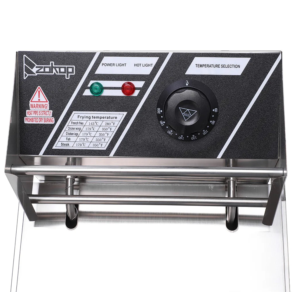 ZOKOP EH81 6L Stainless Steel Electric Deep Fryer, 2500W – Single Tank Fryer with Basket & Lid, UK Plug