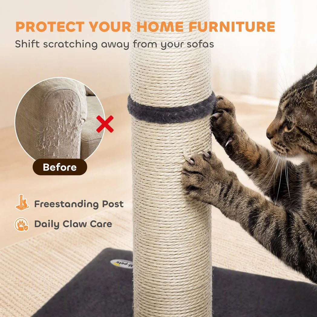 PawHut Cat Scratching Post, 80cm Tall with Sisal Rope & Plush Base – Lightweight Claw Scratcher