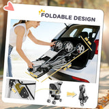 PawHut Dog Pram with Reflective Strips and 360° Swivel Wheels – Foldable Pet Stroller, Grey