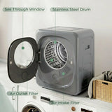 HOMCOM 4kg Vented Compact Tumble Dryer with 5 Drying Modes and Touch Display – 800W Dryer, Silver