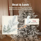HOMCOM 5ft Snow Flocked Artificial Christmas Tree with 936 Branch Tips – Realistic Foldable Decoration
