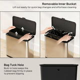 HOMCOM 8L Hanging Kitchen Bin with Lid – Stainless Steel Rubbish Bin with Removable Bucket for Under Sink