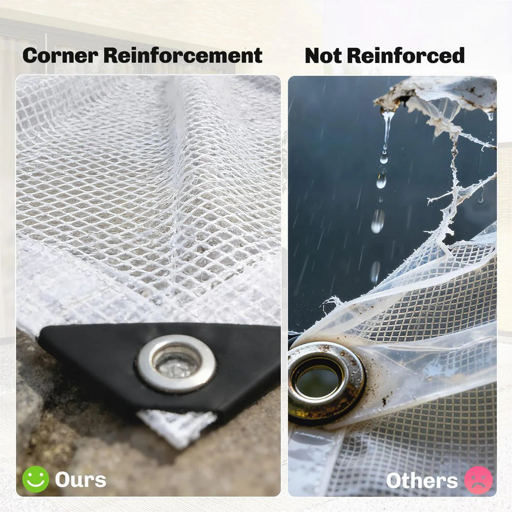 Outsunny 4 x 6m Waterproof Tarpaulin, 140GSM Heavy-Duty Tear-Resistant PE Tarp with Reinforced Grommets – UV-Protected Cover