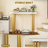 HOMCOM 100 cm Console Table with Faux Marble Top and Gold Tone Frame – Narrow Entryway Table, White