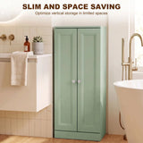 HOMCOM Narrow Bathroom Cabinet with 2 Doors & 4 Tiers – Slim Freestanding Storage Cupboard